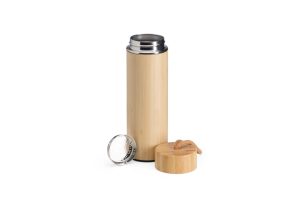 Garrafa Térmica Bambu 400ml com Infusor - Solução Marketing Promocional
